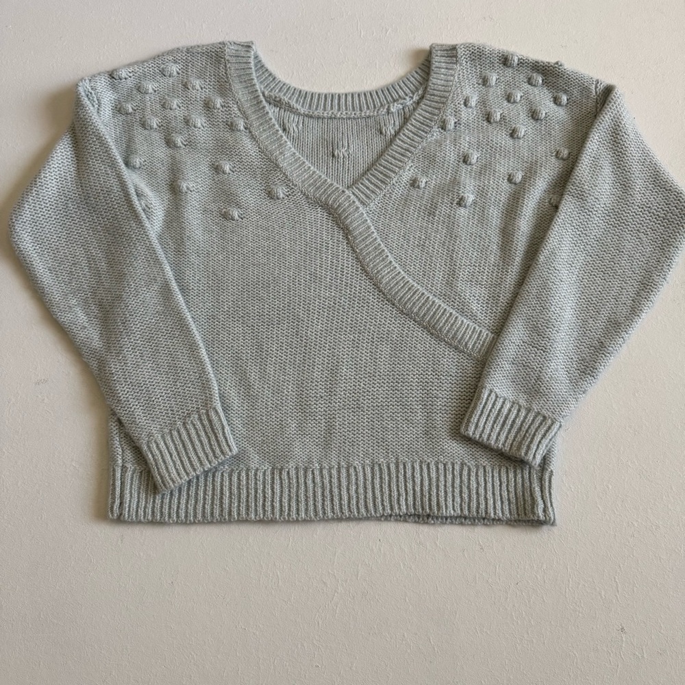 Abercrombie & Fitch Light Green  Reversible V-Neck knitted bubble Sweater M